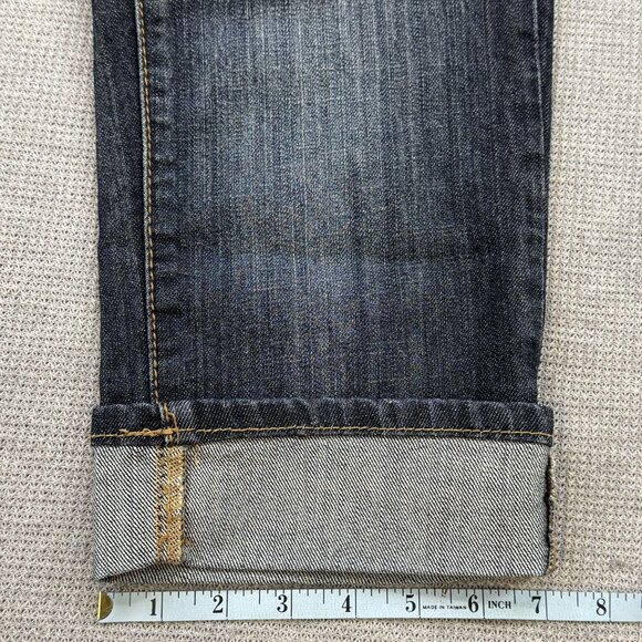 Mudd Womens Denim Capri Jeans Size 0 Embroidered Pockets Cuffed Hem Pockets Y2K - Picture 13 of 15